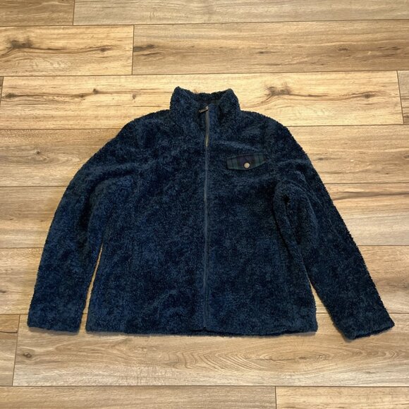 Pendleton Sherpa Fleece Jacket SZ Large Blue Deep Pile Full Zip Coat - Picture 1 of 11